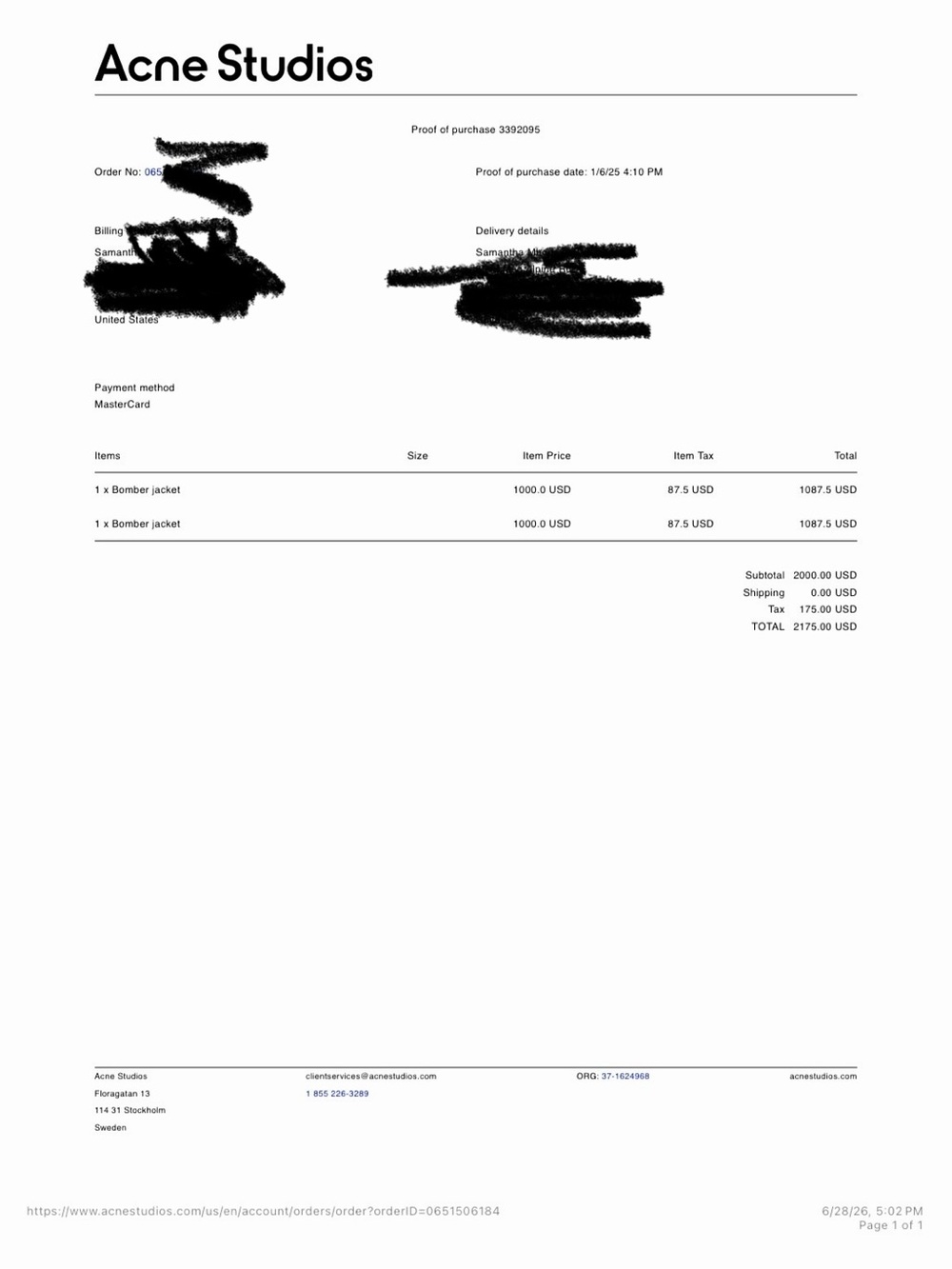 Acne Studios Black Zip-Front Bomber Jacket - Picture 10 of 11